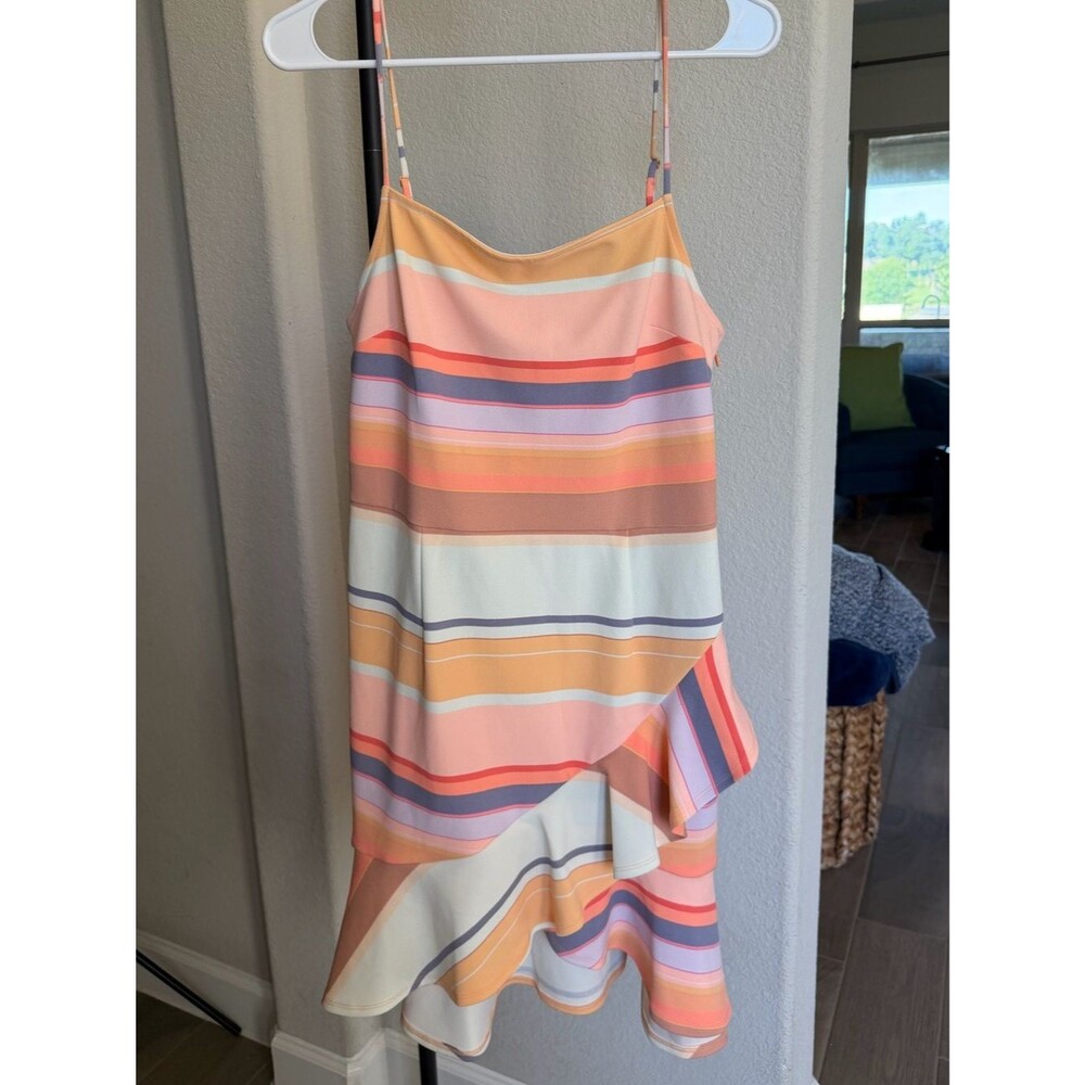 Bar III Striped Mini Dress in Peach, Pink, Coral and Cream L
